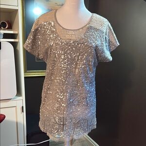 Sequin Embellished Beige Top